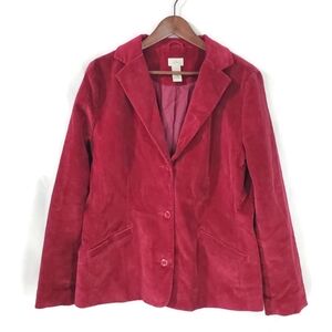 Vintage LL Bean Red Corduroy 3 Button Jacket Blazer Womens Reg Size 16